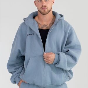 NIB Comfrt unisex cloud zip hoodie oversized size XXL in blue willow